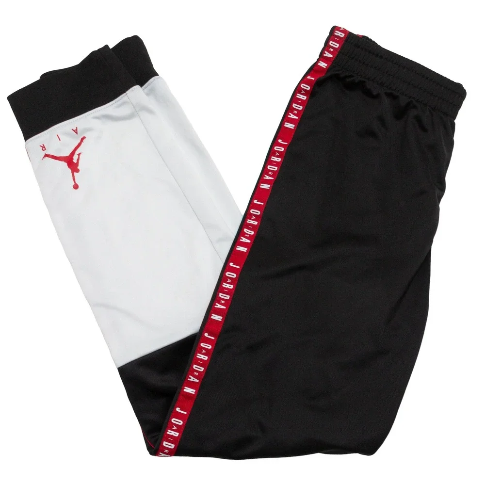 Jordan Track Pants Boys Sz L 12-13Y Black White Red Excellent Side Tape Joggers